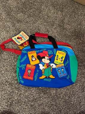 Vintage 90s Disney Sheriff Mickey Mouse Wanted Posters Nylon Messenger Bag